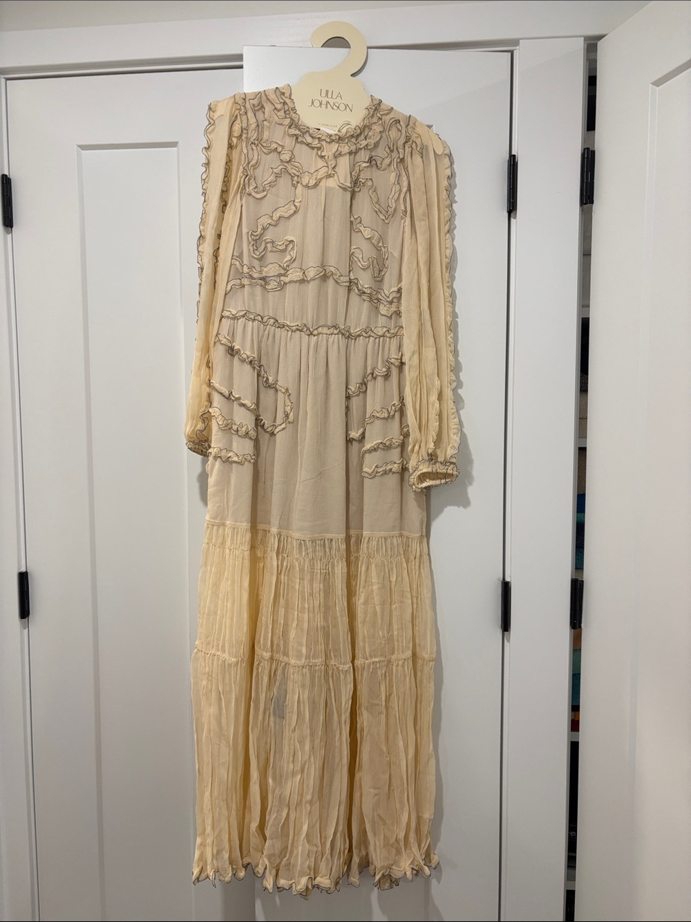 Ulla Johnson Cream Ruffle-Tiered Maxi Dress